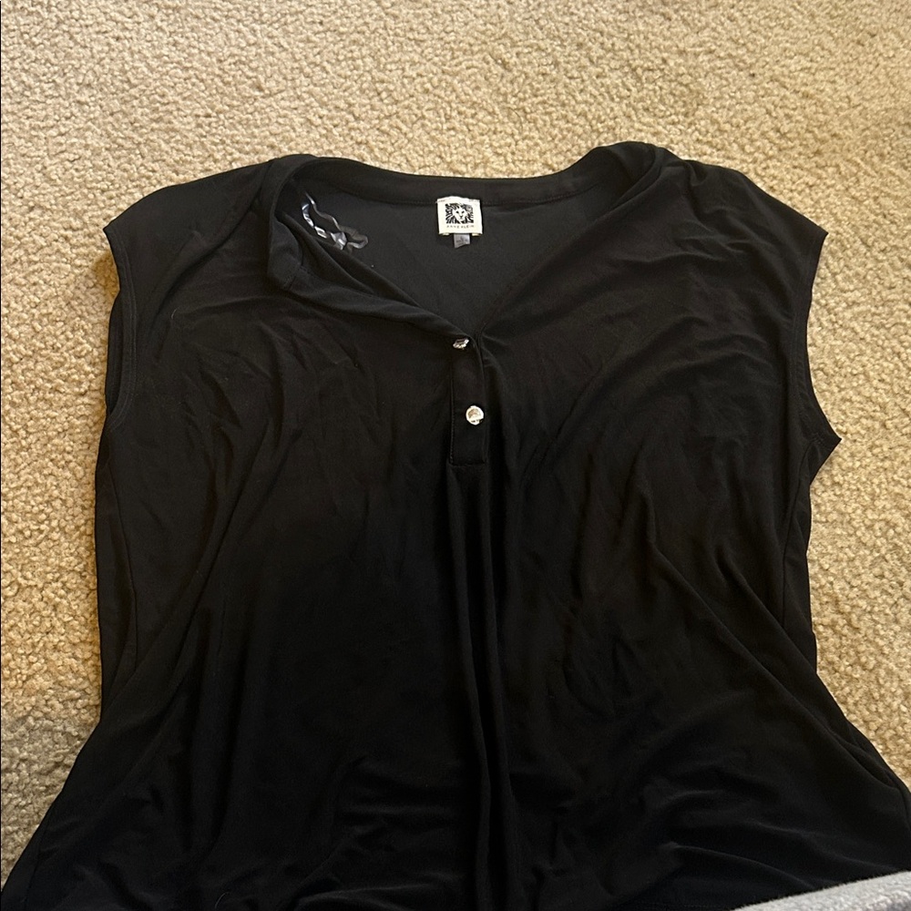 Anne Klein Black Cap Sleeve Blouse